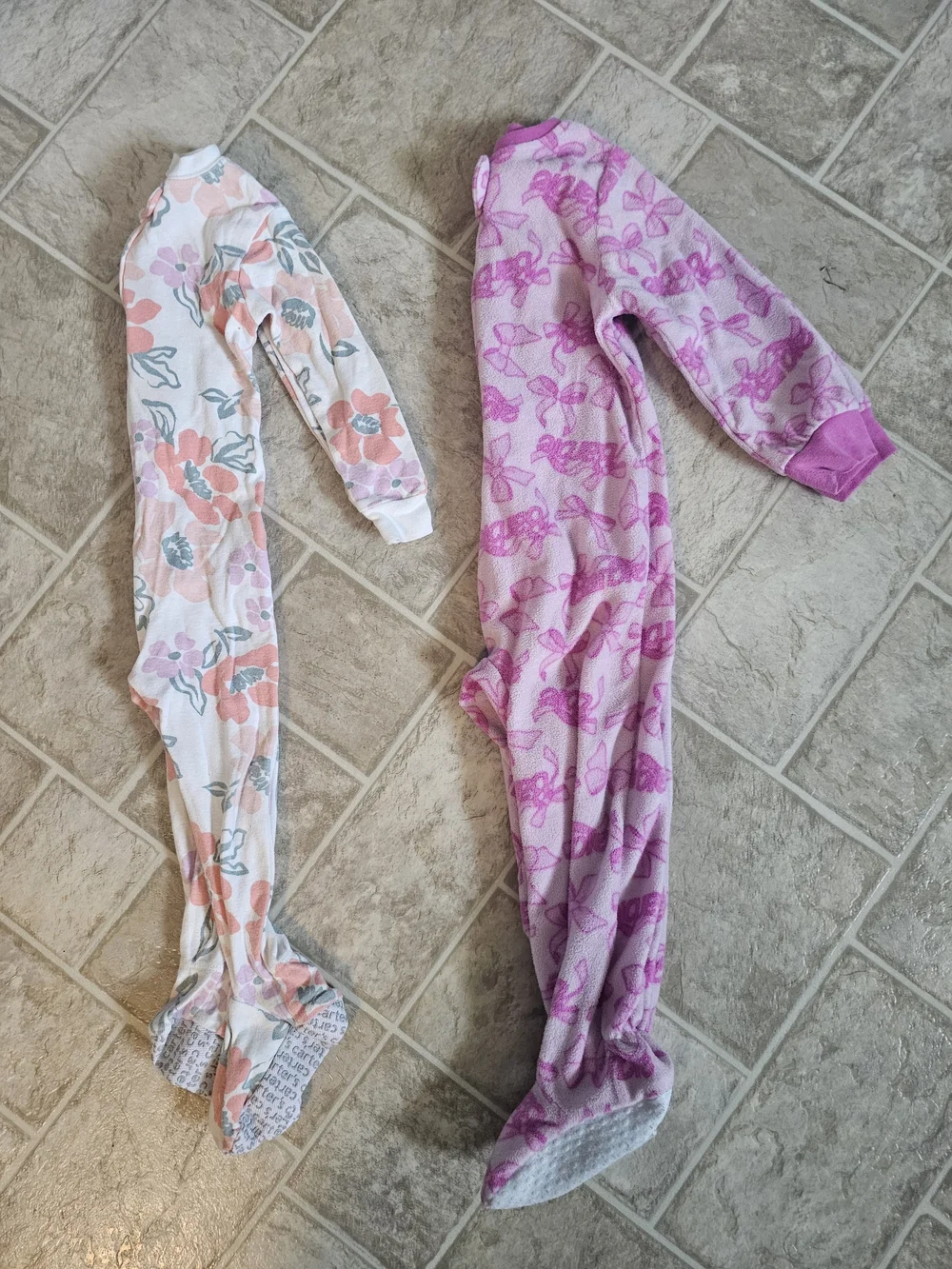 Carter's Pink and White Floral & Pink Barbie Toddler One Piece Pjs